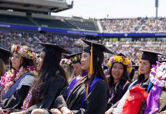 Graduating students seated at Commencement
