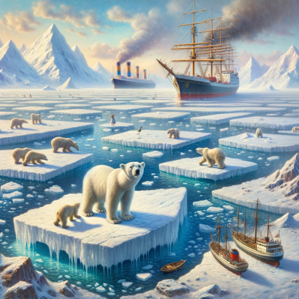 oil_painting_of_melting_ice_caps_with_polar_bears_stranded_on_a_tiny_piece_of_ice._ships_sail_nearby_signifying_human_intrusion